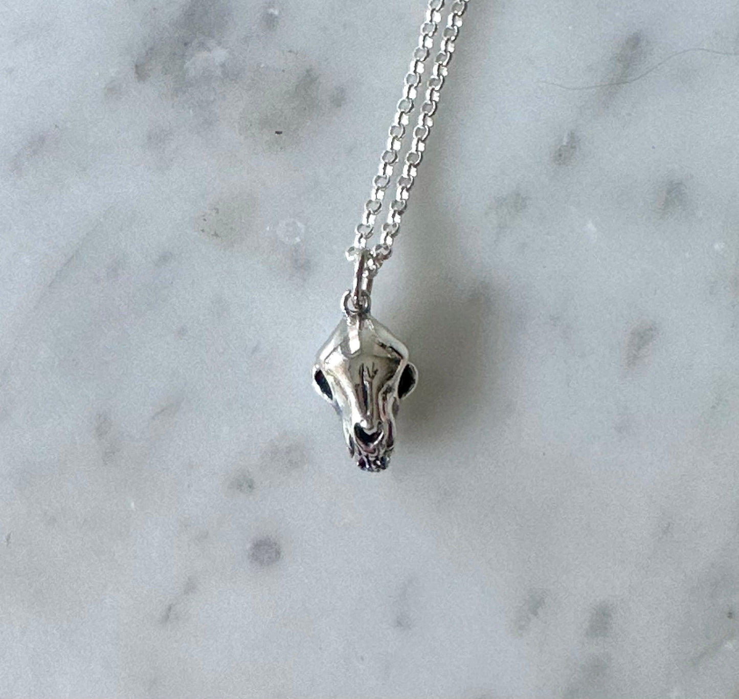 Sterling Cat Skull Necklace