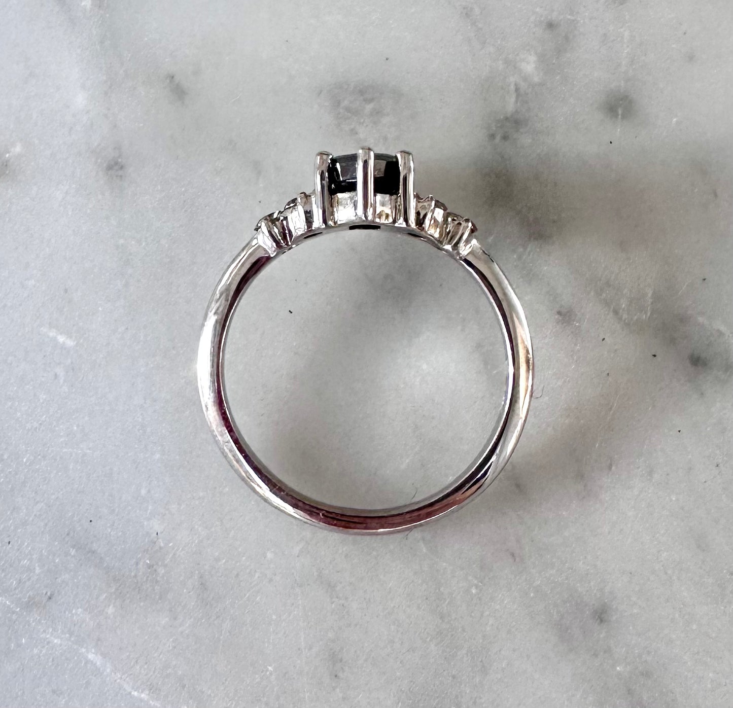 Salt and Pepper Diamond Hex Ring