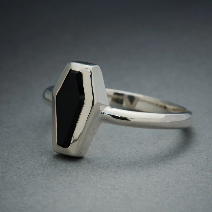 Immediate Shipping Onyx Coffin Ring Size 6