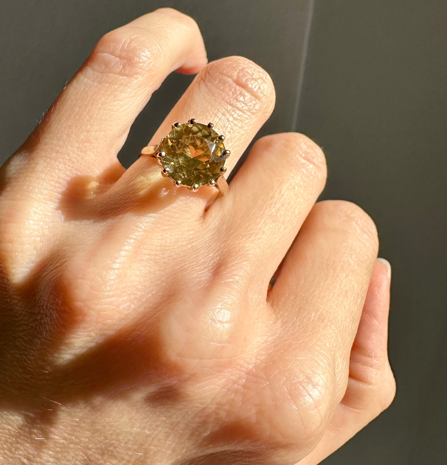 Antique 9ct Citrine Solitaire Ring