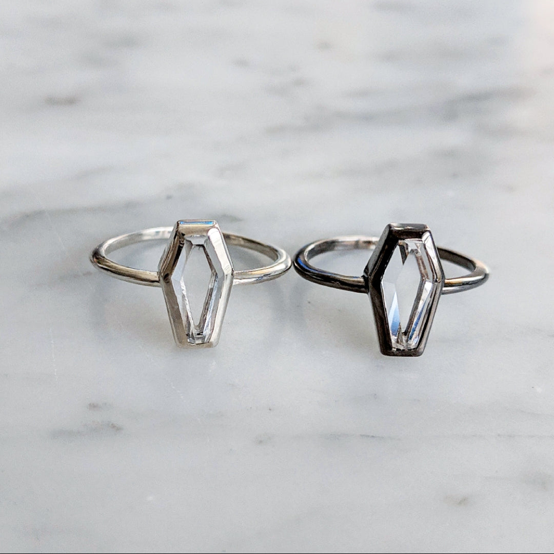 Clear Crystal Coffin Ring
