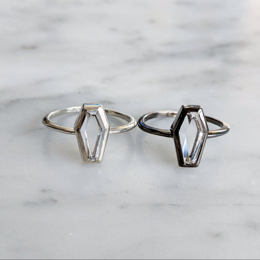 Clear Crystal Coffin Ring