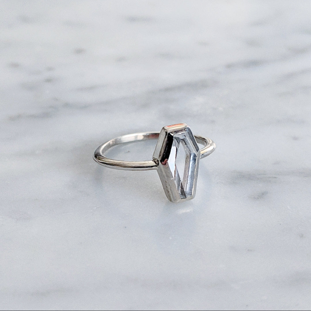 Clear Crystal Coffin Ring