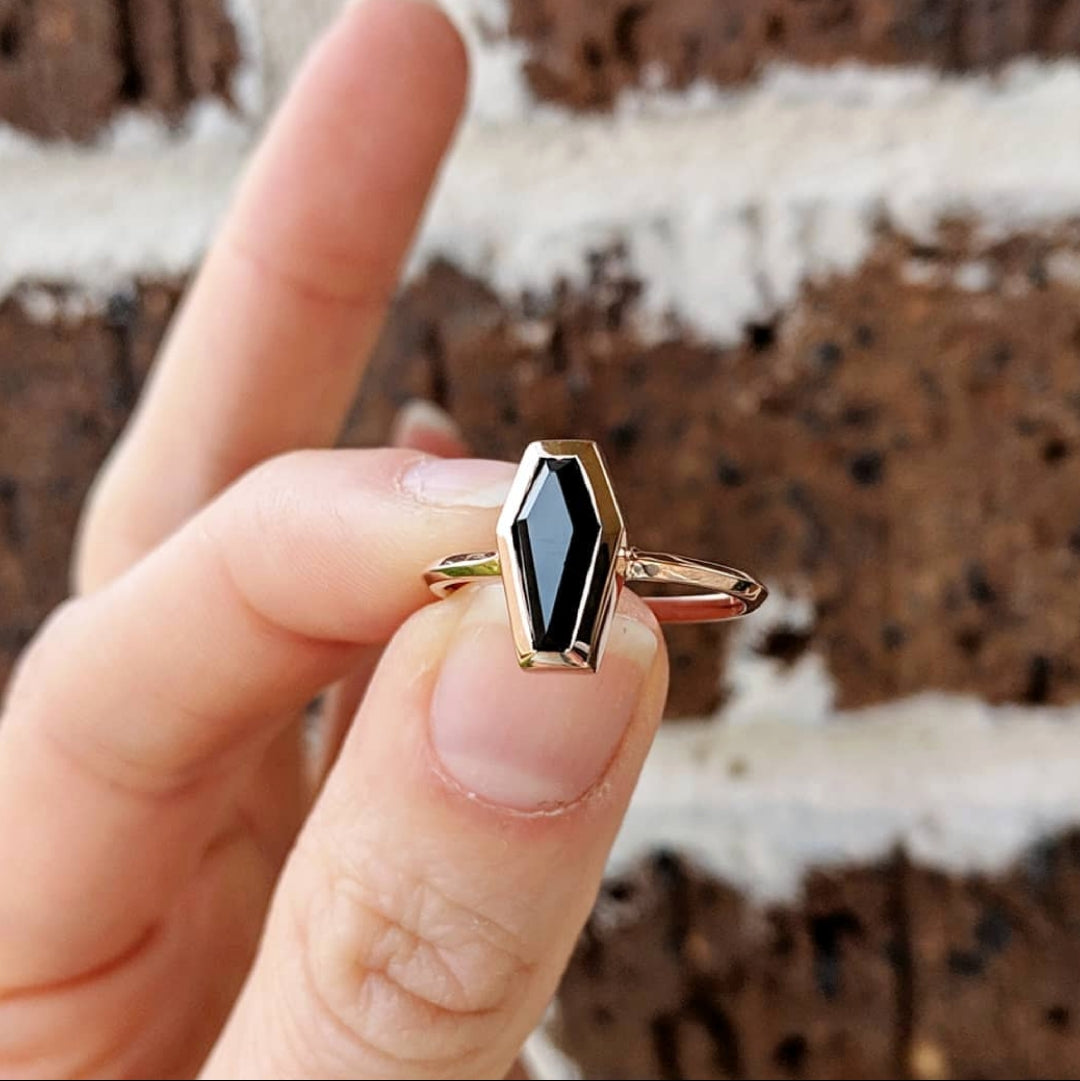 Onyx Coffin Ring