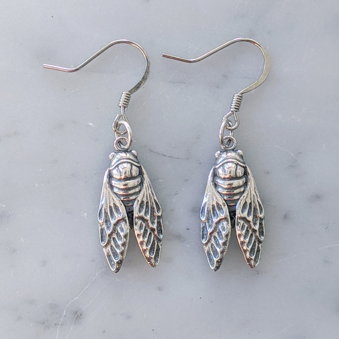 Sterling Cicada Earrings