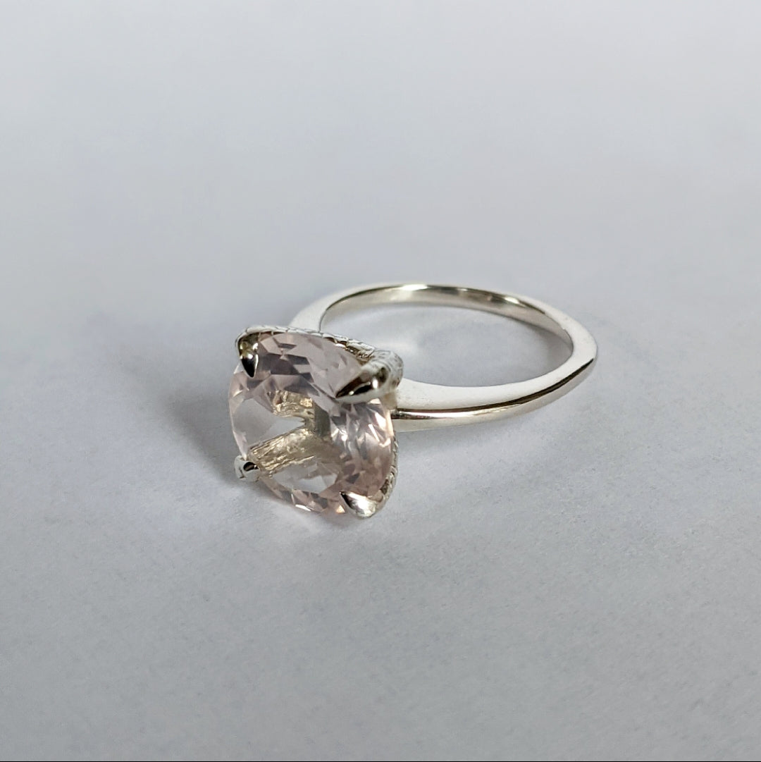 Rose Quartz Crystal Talon Ring