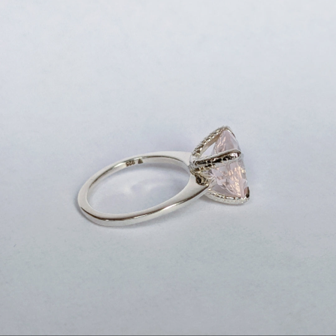 Rose Quartz Crystal Talon Ring