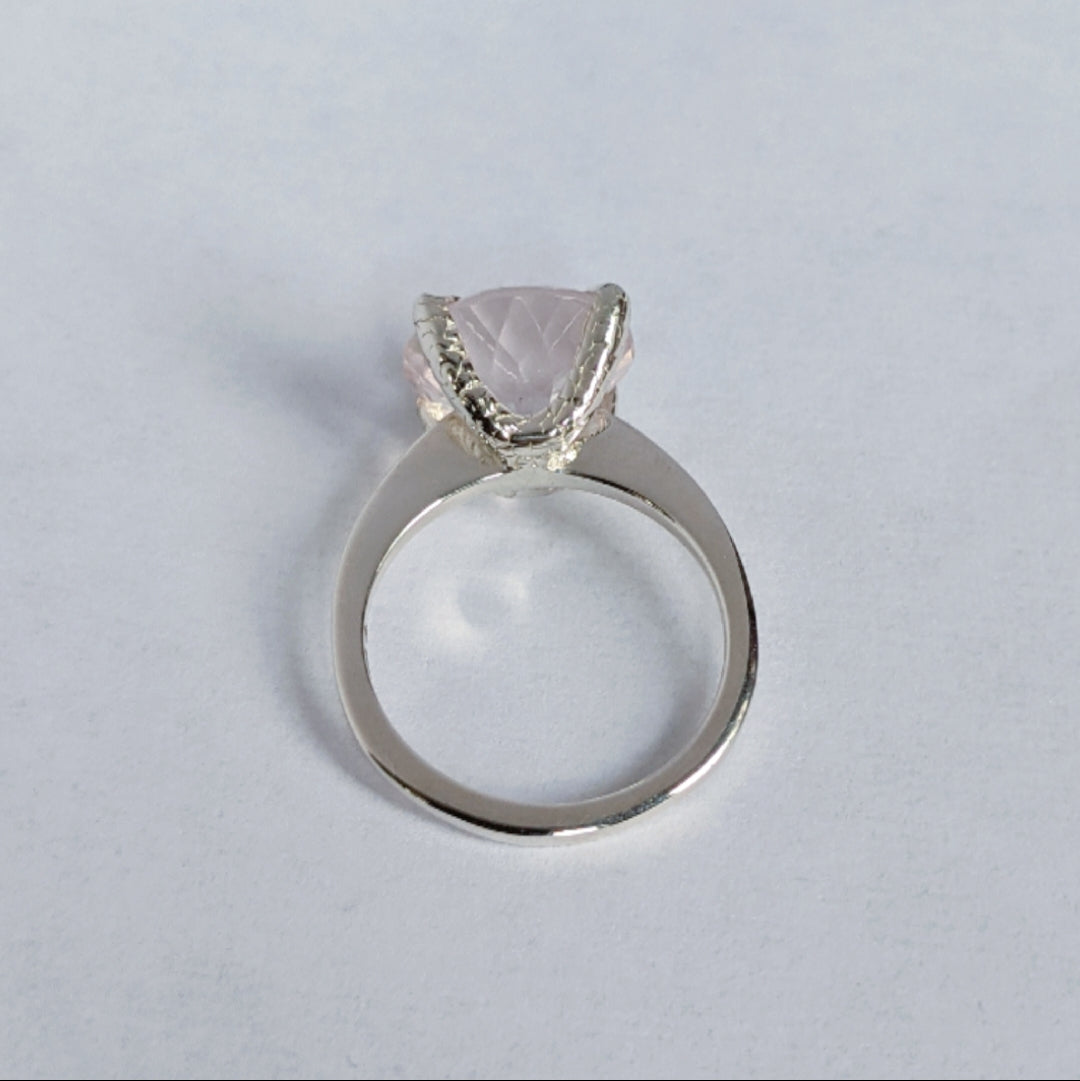 Rose Quartz Crystal Talon Ring