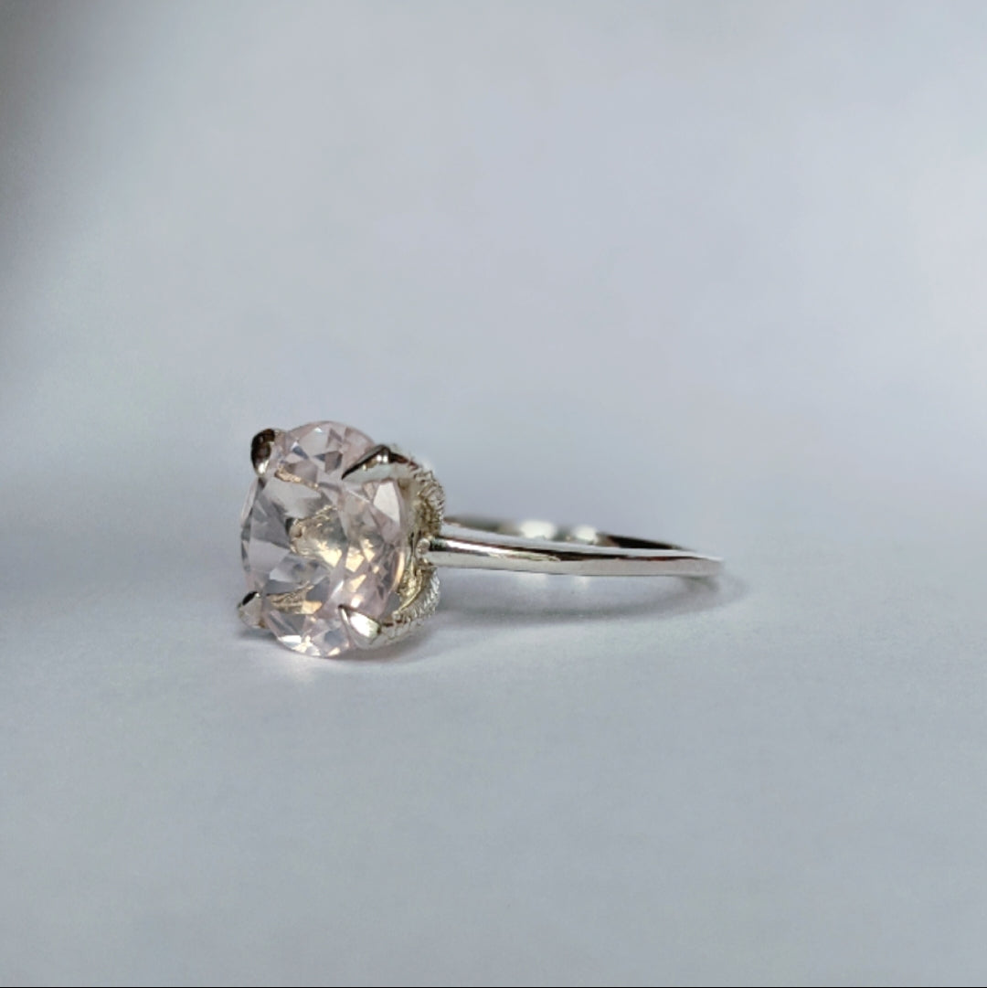 Rose Quartz Crystal Talon Ring