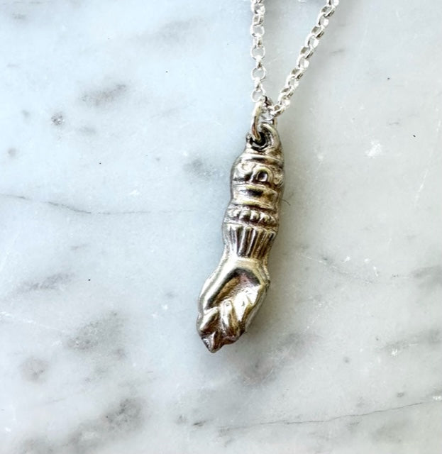 Antique Sterling Silver Figa Necklace