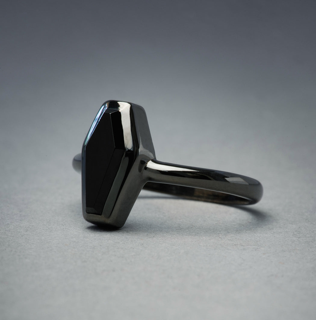 Onyx Coffin Ring