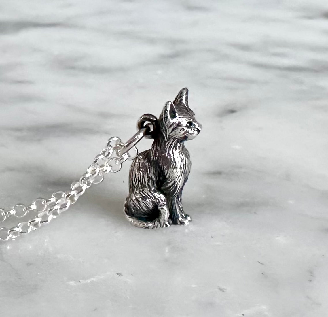 Sterling Kitty Necklace