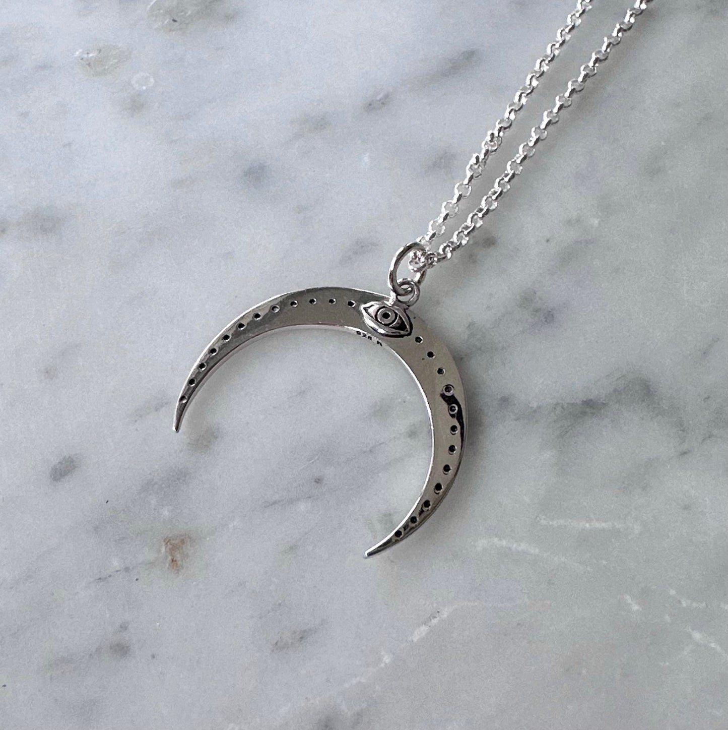 Sterling All Seeing Eye Moon Necklace
