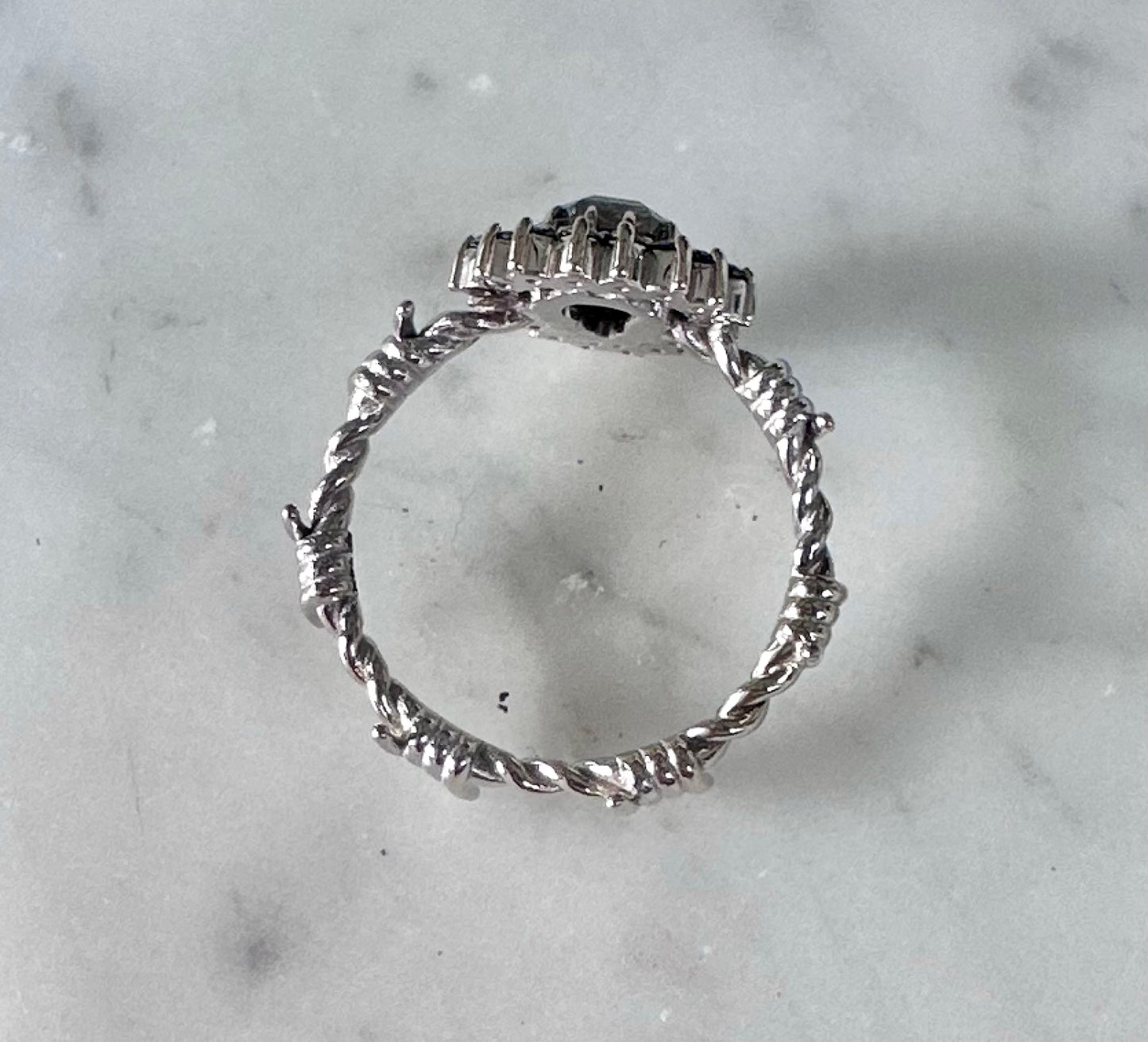 Coffin Cut Diamond Barbed Wire Ring