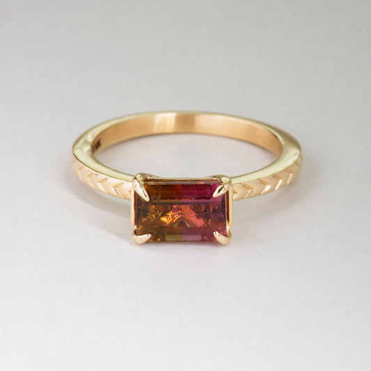 Watermelon Tourmaline Chevron Ring