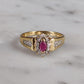Antique 10K Ruby Diamond Halo Ring