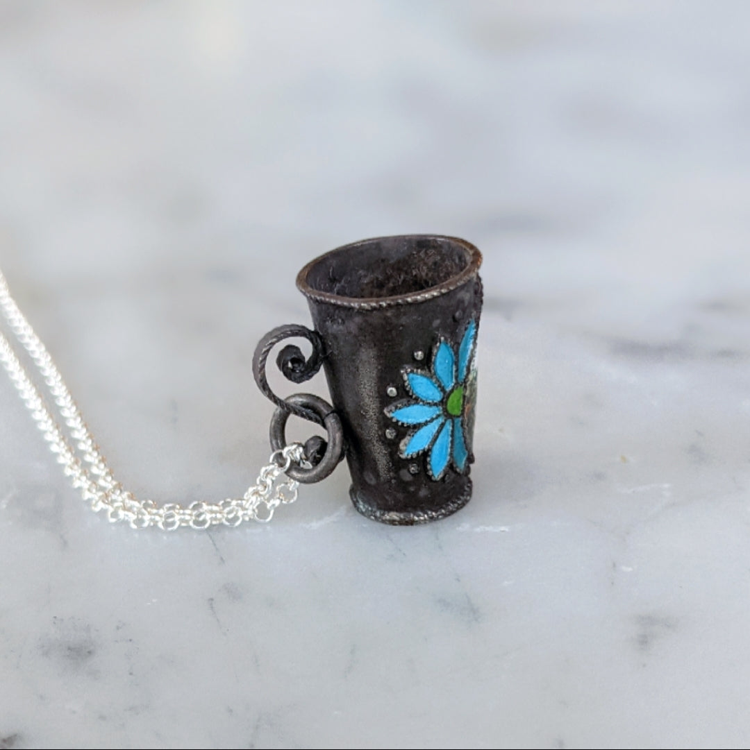 Antique French Enameled Cup Necklace