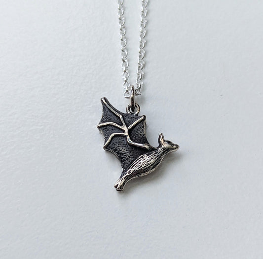 Sterling Night Flight Bat Necklace