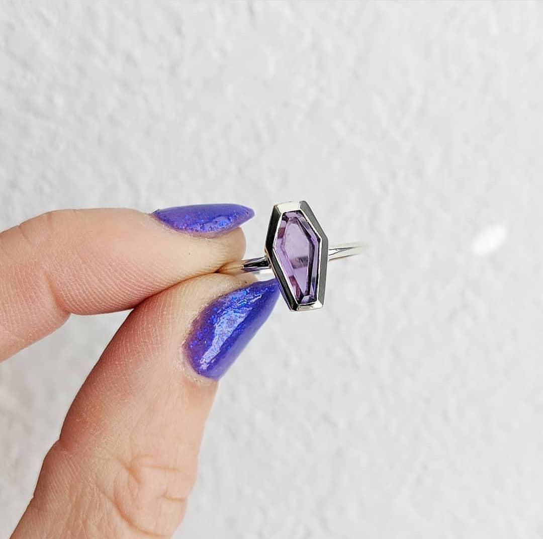 Amethyst Coffin Ring