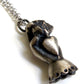 Flaming Heart in Hand Pendant Necklace