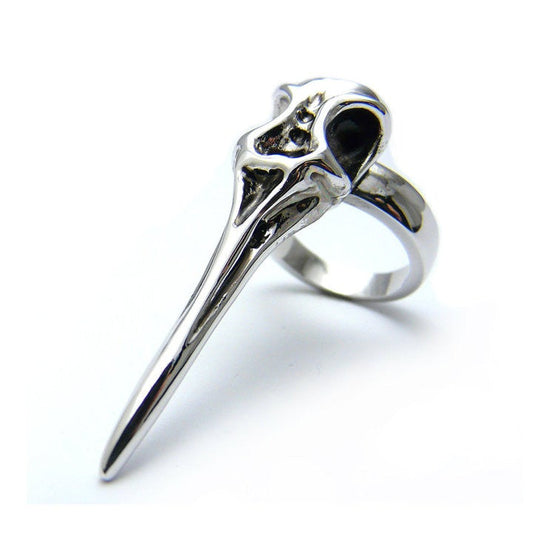 Immediate Ship Silver Plated Hummingbird Skull Ring