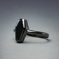 Immediate Shipping Black Rhodium Onyx Coffin Ring