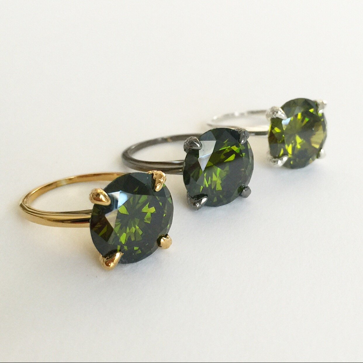 Olive Crystal Talon Ring