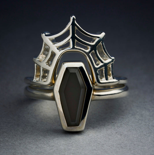 Grey Moonstone Coffin Ring